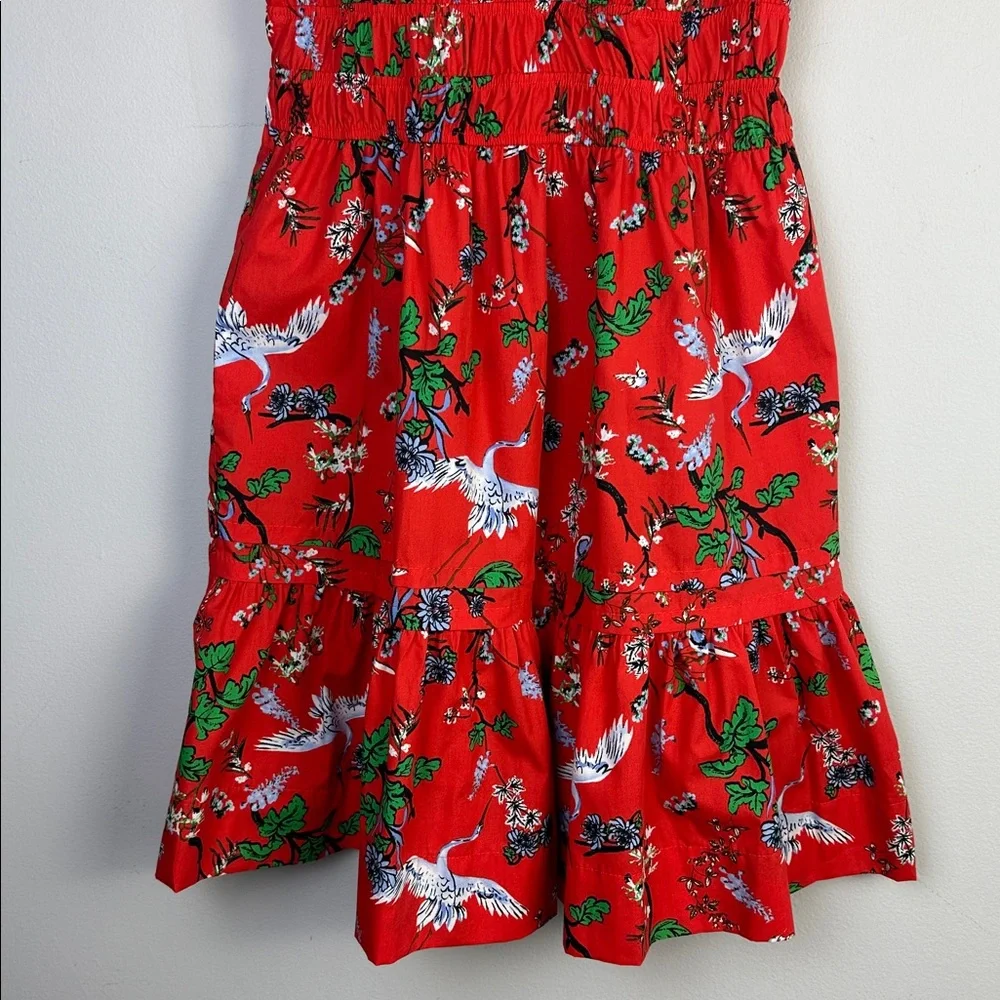 NEW Anthropologie Somerset Mini Cotton Dress Red Bird Floral Print Pockets XXS - Picture 5 of 16